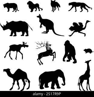 Tierset-Symbol mit isoliertem Hintergrund. Stock Vektor