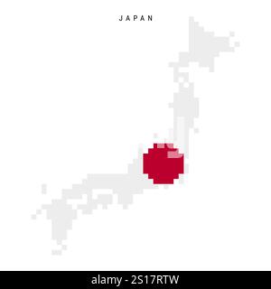 Symbol für Japan-Pixelflagge. Illustration des flachen Vektors isoliert auf weiß Stock Vektor