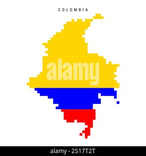 Symbol für die Pixelflagge Kolumbien. Illustration des flachen Vektors isoliert auf weiß Stock Vektor