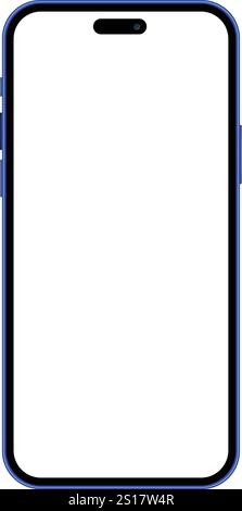 Stellen Sie das Smartphone-Modell mit leerem weißen Bildschirm in flachem, geradlinigem und realistischem Stil ein, detailliertes Mobiltelefon-Modell, Schwarz-weiß-Modelle Smartphone. Stock Vektor