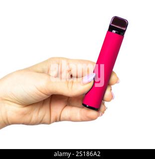Elektronische Einweg-Zigarette. Das Konzept des modernen Rauchens, des Dampfens, des Nikotins Stockfoto