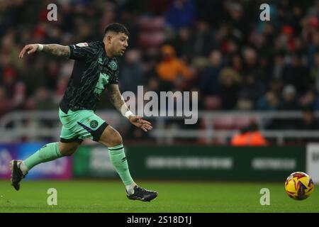 Gustavo Hamer von Sheffield United während des Sky Bet Championship-Spiels zwischen Sunderland und Sheffield United im Stadium of Light, Sunderland am Mittwoch, 1. Januar 2025. (Foto: Michael Driver | MI News) Credit: MI News & Sport /Alamy Live News Stockfoto