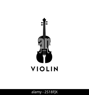 Symbol für Violine. Balken. Design des Music Shop-Logos. Label-Emblem im Musikgeschäft. Musikinstrument. Vektorabbildung Stock Vektor