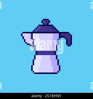 Pixel Art Coffee Moka Pot Spiel Asset Design Stock Vektor