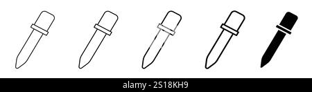 Setzen Sie 5 Tropfensymbole 1 ungeschäumter Vektor 1 Silhouette, kreatives Symbol eines Tropfensymbols, Pipette und Medizin Tropfensymbol Vektor Design Stock Vektor