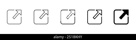 Setzen Sie 5 Symbole für externe Verknüpfungen, 1 nicht ausgeblendeter Vektor, 1 Silhouette, Symbol für externe Verknüpfung, schwarzweißes Konturvektordesign Stock Vektor