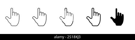 Setzen Sie 5 Handzeigersymbole 1 ungelösten Vektor 1 Silhouette, Handzeigersymbole, Mausklicksymbol, Vektorillustration Stock Vektor