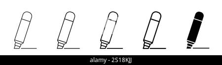 Setzen Sie 5 Markierungssymbole, 1 nicht ausgeblendeter Vektor, 1 Silhouette, Markierungssymbol, Vektorillustration auf weißem Hintergrund Stock Vektor