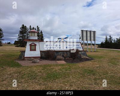 Willkommen im Schild für die Provinz Nova Scotia an der Grenze zwischen Nova Scotia und New Brunswick in Amherst, Nova Scotia, Kanada Stockfoto