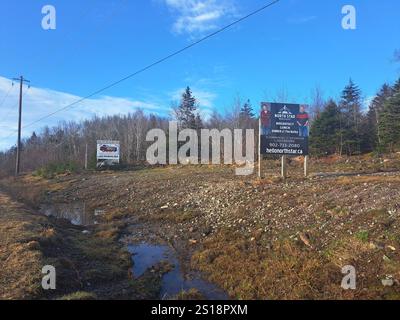 Willkommen im North Star Resort-Schild in Louisbourg, Nova Scotia, Kanada Stockfoto