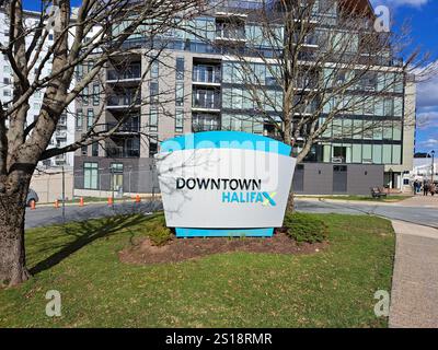 Willkommen im Downtown Halifax Schild in der Nähe der Zitadelle in Nova Scotia, Kanada Stockfoto