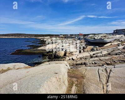Aussichtsplattform in Peggy's Cove, Nova Scotia, Kanada Stockfoto