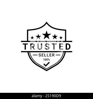 Shield Trusted Seller Stamp Logo Design Vektor Stock Vektor