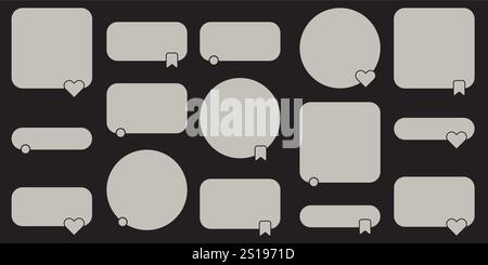 Vorlagen für Kundenbewertungen für soziale Medien. Beigefarbener quadratischer Vektor mit Sprechblasen, Sternen und Benutzersymbolen. Ideal für Feedback-Beiträge und Stock Vektor
