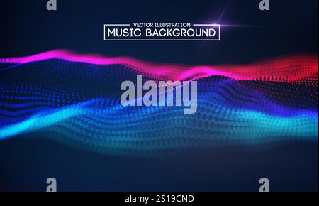 Hintergrundvektor für digitale Musik mit farbenfroher Klangwelle. Musik weht abstrakten Hintergrund. Stock Vektor
