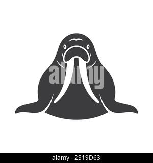 Schwarze Silhouette Vektor-Illustration eines Walroses Stock Vektor