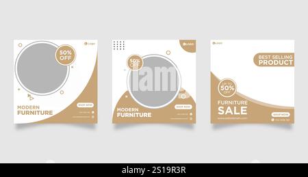 Set von Möbelverkauf Social-Media-Vorlage für Post-Banner. Stock Vektor