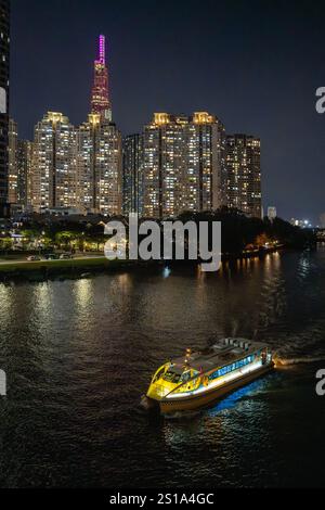 12. August 2024: Panorama der Landmark Wohngegend, wo sich das 81-stöckige Gebäude befindet, Binh Thanh District, Ho Chi Minh City Stockfoto