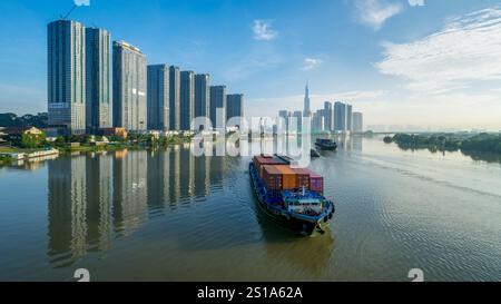 22. September 2024: Panorama der Stadt Ho Chi Minh am frühen Morgen Stockfoto