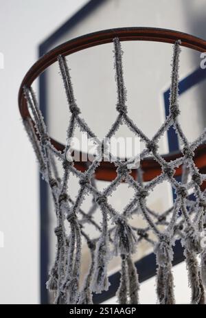 Basketballkorb und NetzNahaufnahme Stockfoto