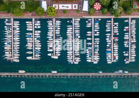 Frankreich, Haute Savoie (74), Chablais, Evian-les-Bains Marina am Genfer See (Luftaufnahme) Stockfoto