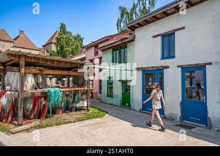 Frankreich, Haute Savoie (74), Le Chablais, Thonon-les-Bains, Fischerhof und See Stockfoto