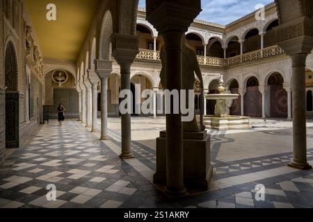 Spanien, Andalusien, Sevilla, Casa de Pilatos (Pilaterhaus), ein Palast im Mudéjar-Stil, die Hauptterrasse Stockfoto