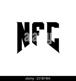 NFC-Letter-Logo für Technologieunternehmen. Schwarz-weiße Farbkombination mit NFC-Logo. NFC-Logo, NFC-Vektor, NFC-Design, NFC-Symbol, NFC-Alph Stock Vektor