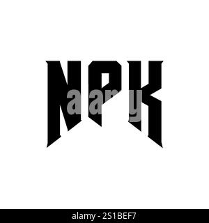NPK-Letter-Logo für Technologieunternehmen. Schwarz-weiße Farbkombination mit NPK-Logo. NPK-Logo, NPK-Vektor, NPK-Design, NPK-Symbol, NPK-Alph Stock Vektor
