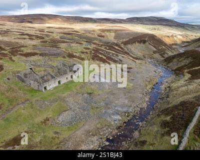Alte Kapitulationsschmelze oberhalb der Low Row in Swaledale. Yorkshire Dales National Park. Stockfoto