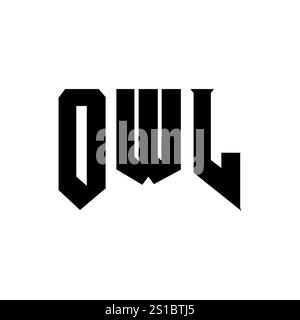 EULEN-Letter-Logo für Technologieunternehmen. Schwarz-weiß-Farbkombination mit EULEN-Logo. EULEN-Logo, OWL-Vektor, OWL-Design, OWL-Symbol, OWL-Alph Stock Vektor