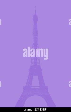 Paris France Moderne Poster-Grafik. Coole Grafiken im Eiffelturm in Lila. Stock Vektor