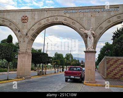 Otumba, Edomex, Mexiko - 14. Februar 2024: Otumba, magische Stadt im Bundesstaat Mexiko, wichtig für Esel, Obsidian und Pulque Stockfoto