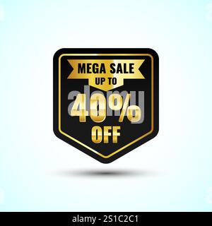 Mega-Verkauf bis zu 40 Prozent Rabatt auf Symbole. Symbol „Rabatt“. Sonderangebot Preisschild Stock Vektor