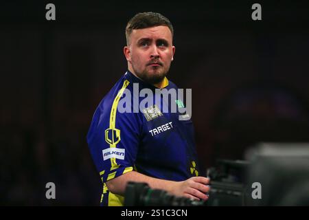 London, Großbritannien. Januar 2025. Luke Litttler während des Halbfinales der Paddy Power World Darts Championship zwischen Stephen Bunting und Luke Litttler im Alexandra Palace, London, England, Großbritannien am 2. Januar 2025 Credit: Every Second Media/Alamy Live News Stockfoto