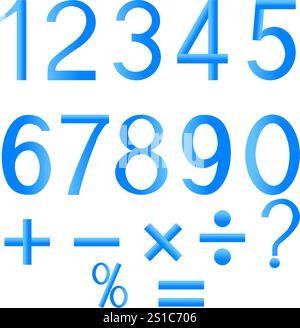 Satz von Zahlen und mathematischen Zeichen. Stock Vektor