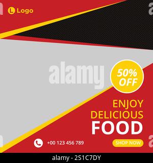 Werbebanner für Lebensmittelmenüs in sozialen Medien. Bearbeitbare Vorlagen in sozialen Medien für Werbeaktionen im Menü „Food“. Set aus Geschichten und Post-Frames in sozialen Medien. Layout Stock Vektor
