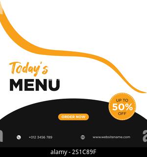 Werbebanner für Lebensmittelmenüs in sozialen Medien. Bearbeitbare Vorlagen in sozialen Medien für Werbeaktionen im Menü „Food“. Set aus Geschichten und Post-Frames in sozialen Medien. Layout Stock Vektor