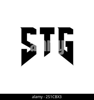 STG Letter Logodesign für Technologieunternehmen. Schwarz-weiß-Farbkombination mit STG-Logo. STG-Logo, STG-Vektor, STG-Design, STG-Symbol, STG-Alph Stock Vektor