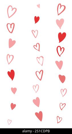 Entzückendes, handgezeichnetes Herzmuster, perfekt für Valentinstag, Hochzeiten oder Muttertag. Ideal als druckbarer Hintergrund für Karten und Banner Stock Vektor