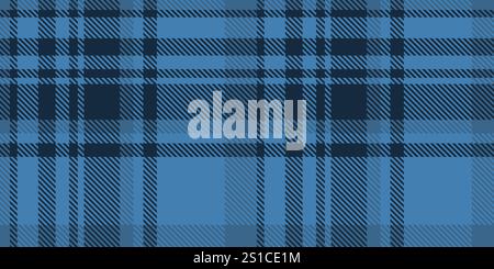 Nahtloses Karomuster in Blau und Marineblau mit schräg gestreiften Details. Geometrisches Textildesign für Hintergründe und Druck Stock Vektor