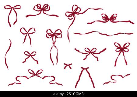 Schlichte Schleifenkollektion. Isolierte Vektorillustration in handgezeichnetem Stil Stock Vektor