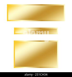 Goldener Rechteckrahmen. Glänzendes goldfarbenes Design. Metallischer Farbverlauf. Vektorabbildung. Stock Vektor