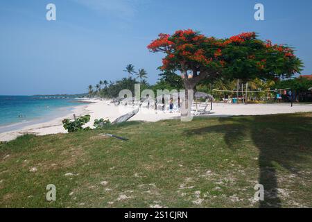 Die Bany Beach Bay mit unberührtem karibischem Wasser in Guardalavaca, Provinz Hoguin, Kuba Stockfoto