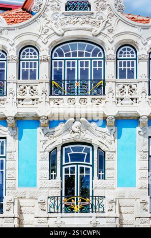 Jugendstilfassade, Aveiro, Portugal Stockfoto