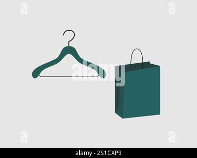 Das Bild zeigt zwei gängige Einzelhandelsobjekte vor einem hellgrauen Hintergrund Stock Vektor