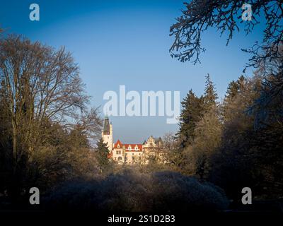 Die Winterlandschaft ohne Schnee des Schlosses Pruhonice im Park Pruhonice am Stadtrand von Prag, Tschechische Republik, 31. Dezember 2024. (CTK Photo/Libor S Stockfoto