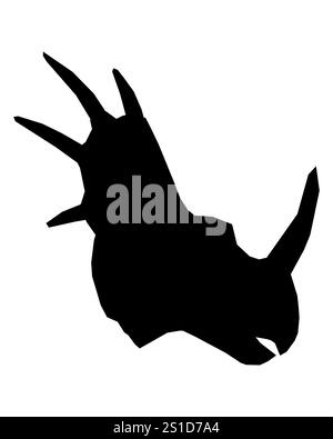 Schwarz-weiß-Zeichnung eines Dinosaurierkopfes. Die Zeichnung zeigt einen Dinosaurier mit langem Hals und langem Schwanz. Der Dinosaurier wird in einem Schatten gezeigt, was mir bedeutet Stock Vektor