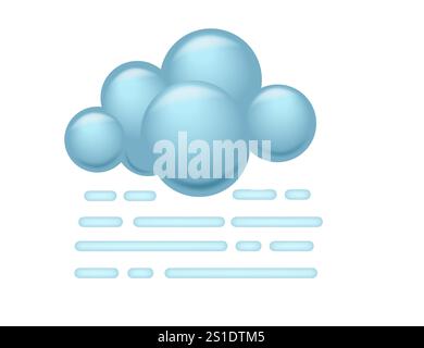 Nebelwolke mit horizontalen Linien darunter, die Nebel- oder Nebelwetter darstellen. Geeignet für witterungsbedingte Grafiken, Atmosphäre oder stimmungsvolle Themen. Vec Stock Vektor