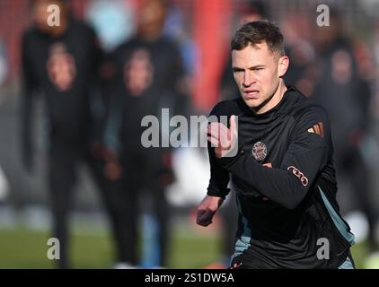 München, Deutschland. Januar 2025. Fußball, Bundesliga, öffentliches Training, FC Bayern München, Trainingsplatz in der Säbener Straße: Joshua Kimmich aus München in Aktion. Quelle: Sven Hoppe/dpa/Alamy Live News Stockfoto